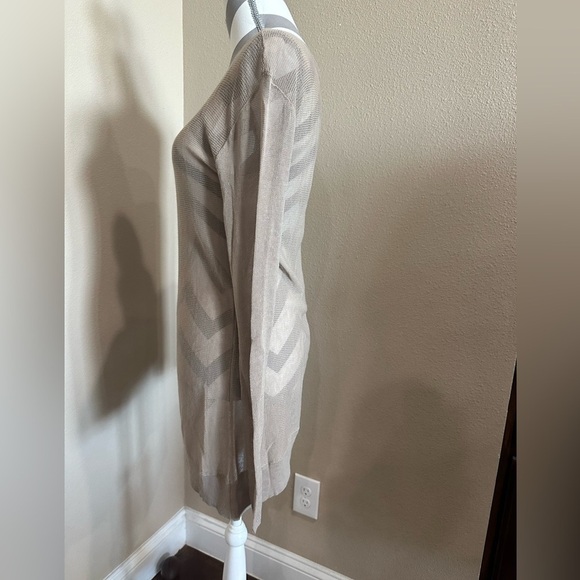 BCBG MAXAZRIA Long Sleeve Asymmetrical Shear Knit Tunic, Dress, Coverup - Picture 3 of 4